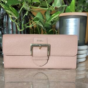 Furla Blush Leather Wallet with Gold Buckle